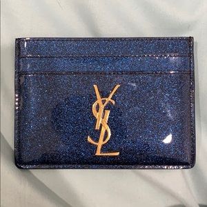 YSL BLUE GLITTER CARDHOLDER GOLD LIKE NEW